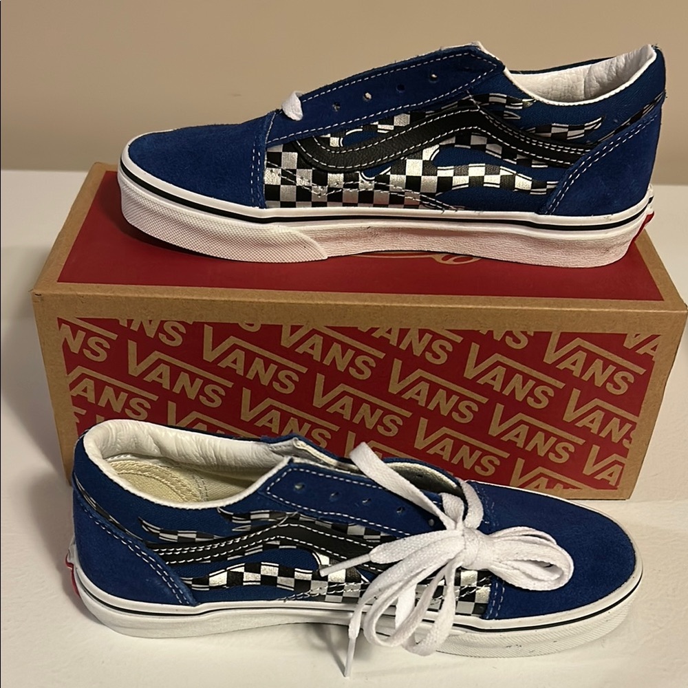 Vans Blue and Black Checkered Sneakers
